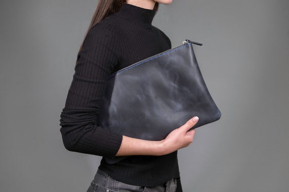 oversized black clutch bag