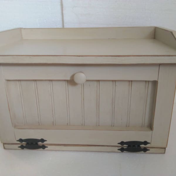Primitive Country Shabby Chic Wood Bread Box Storage Cubby With Shelf Bath Toilet Cabinet