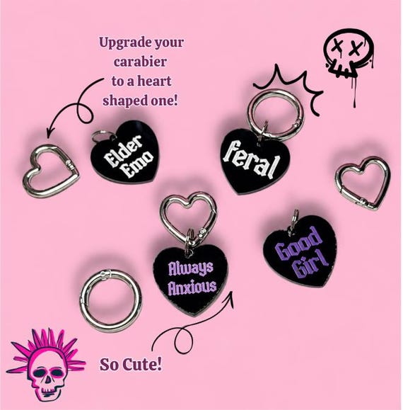 Feral Boot Tags | Laser Cut Heart Charms | Goth / Alternative Dr