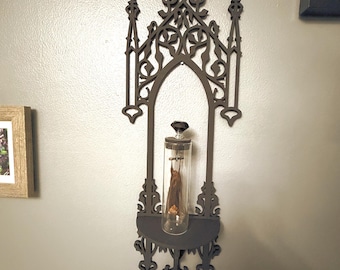 Hand Painted Gothic Arch Wall Shelf | Gothic Home Decor | Dark Academia Shelf | Witchy Wall Decor | Birch Wood Display Shelf