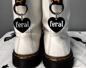 Feral Boot Tags | Laser Cut Heart Charms | Goth / Alternative Dr