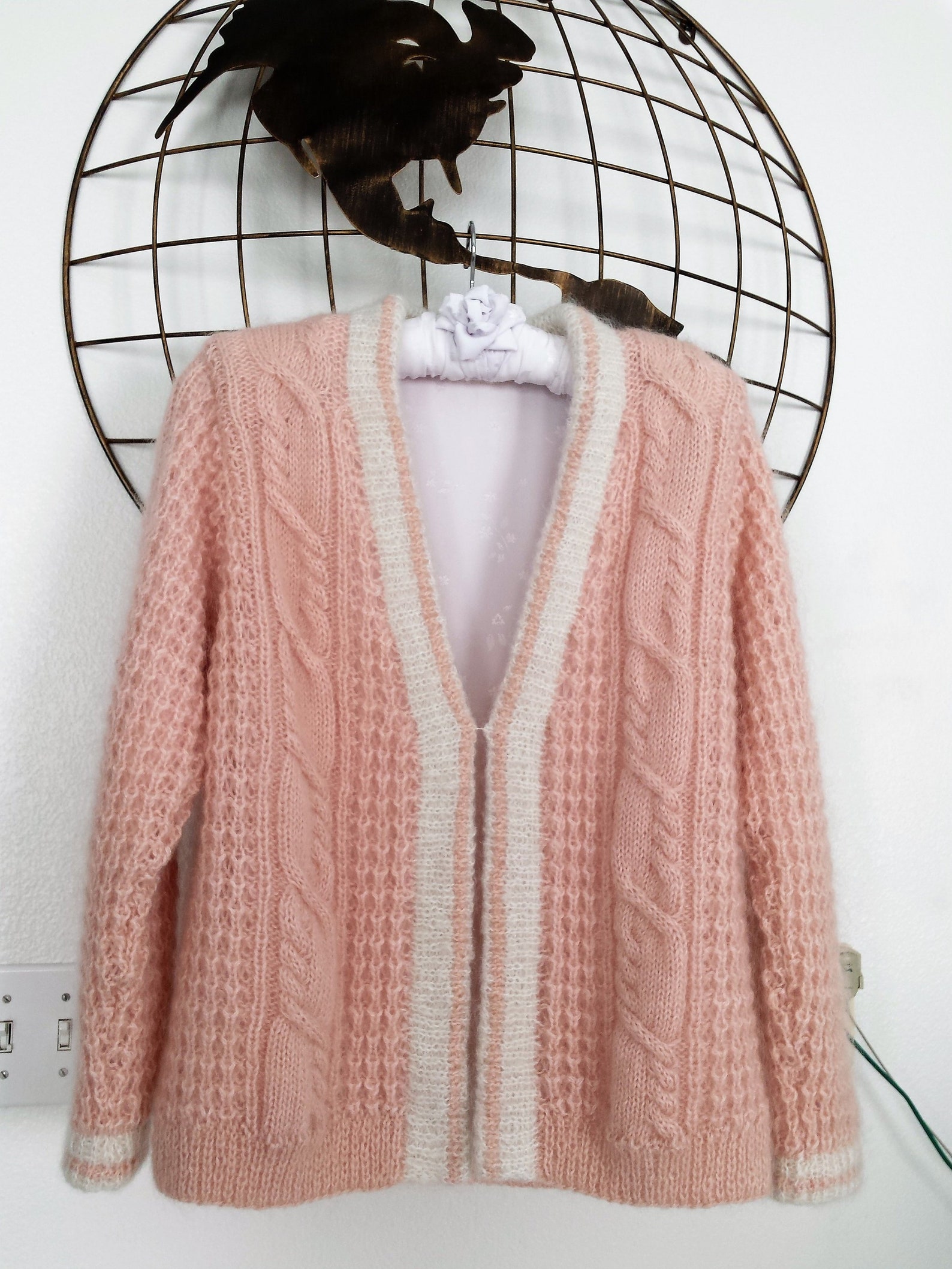 Cardigan Size S/M Peach Color Elegant Hand-Knitted Luxuriously | Etsy