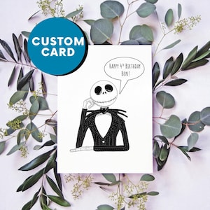 Cartão de felicitações em branco de Jack Skellington [O Estranho Mundo de Jack | aniversário ou feriado personalizado | para impressão | para download]