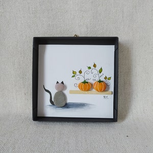 Caja hecha a mano en 3D con diseño de guijarros para Halloween, decoración de calabazas y gatos, caja para tarjetas colgantes de Halloween, regalo para amigos de Halloween, caja para Halloween, arte para mascotas