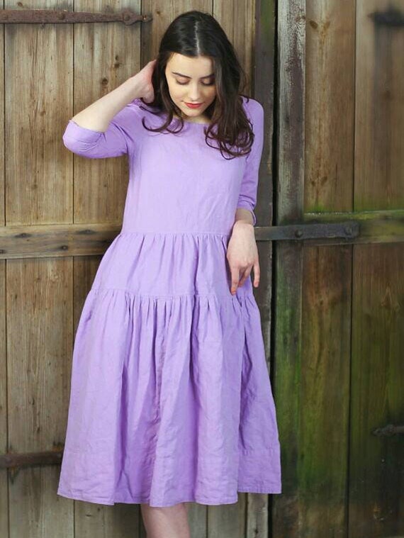 lilac linen dress