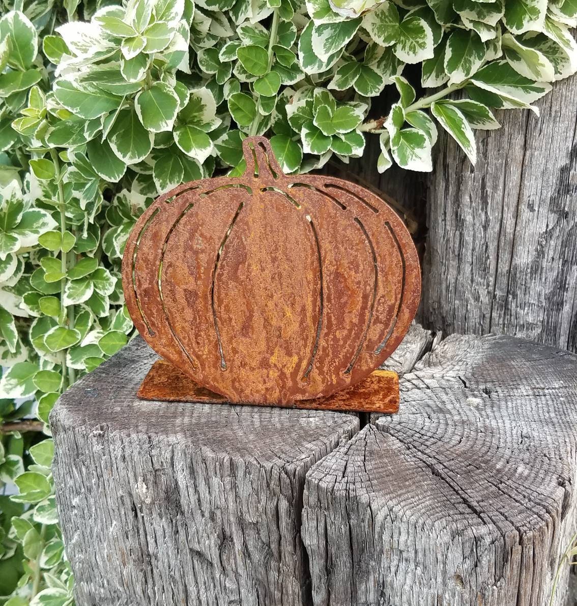 Metal Rust Pumpkin Desktop Sign | Etsy