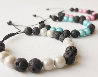 Kids Lava Stone Aroma Bracelet, Reflective Miracle Beads, Adjustable Wristband