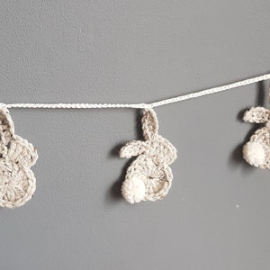 Crochet Bunnies Garland, Rustic Nursery Decor, Easter Bunting