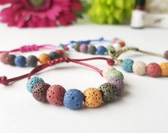 Kids lava stone bracelet, adjustable colorful aromatherapy bracelet, anti stress jewelry for baby, toddler, gift for teenager, girl, boy