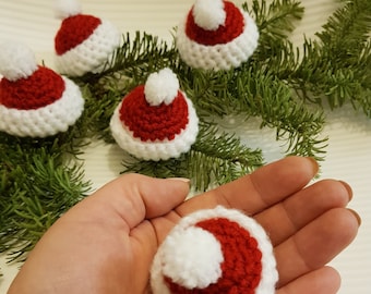Crochet Mini Santa Hat, Christmas Ornament, Secret Santa Gift