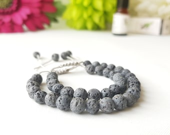 Matching Lava Stone Bracelets, Father and Son, Aromatherapy Anxiety Wristbands