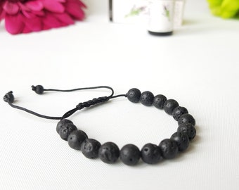 Toddler Lava Stone Bracelet, Adjustable Anxiety Diffuser Jewelry