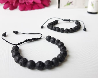 Kids lava stone bracelet, oil diffuser, adjustable aromatherapy wristband, anxiety, anti stress jewellery, gift for teenager, girl, boy