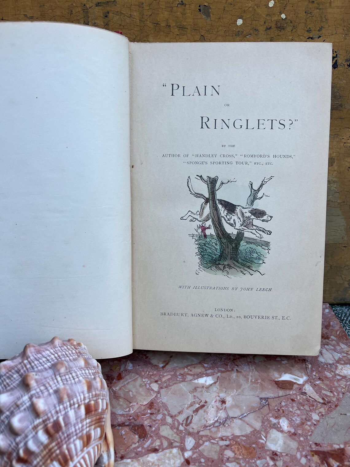 Antique c.1890 Plain Or Ringlets? Robert Surtees HB Book Illustrated With 12 Hand Coloured Steel Engravings By John Leech, photo 2 of 5