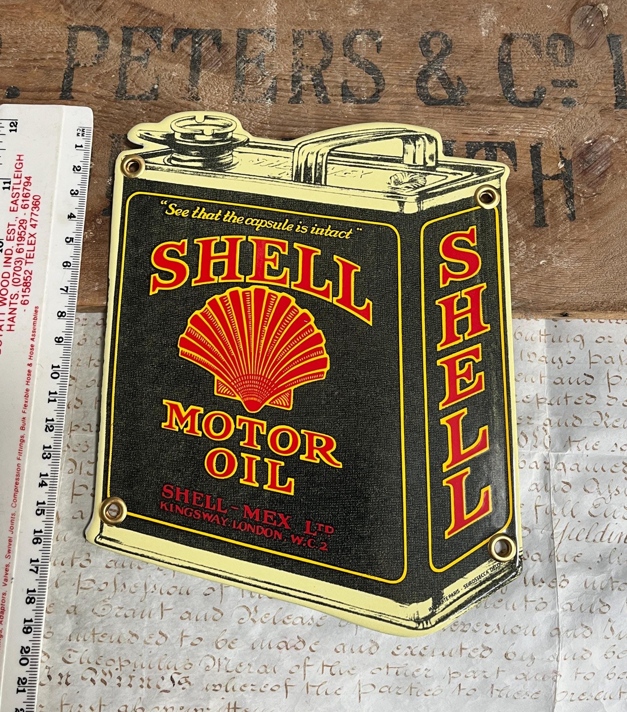 Quality Heavy Vitreous Porcelain Enamel Shell Mex Motor Oil Can