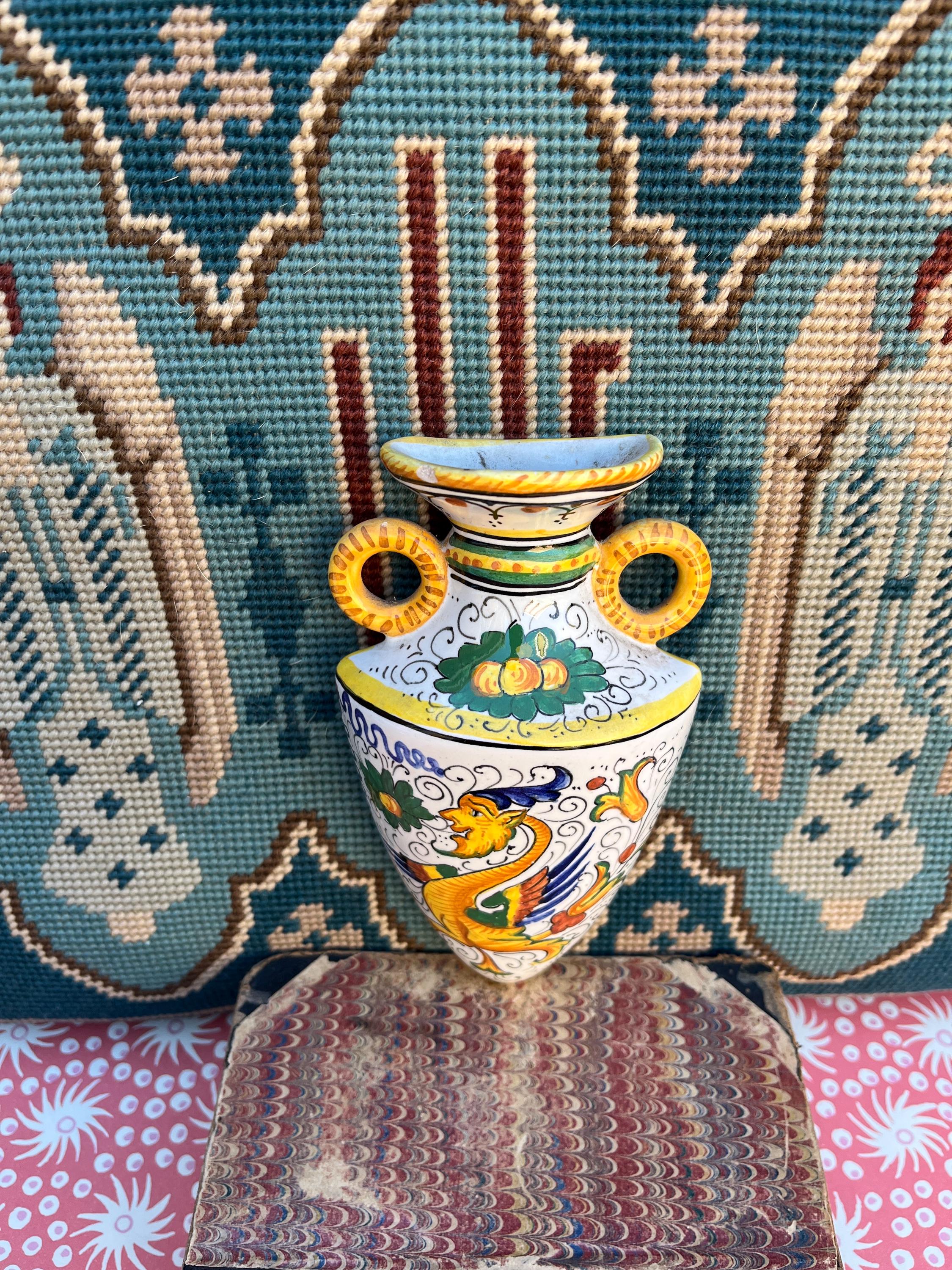 Vintage Italian ARS Deruta Majolica Wall Pocket Hand Painted ...