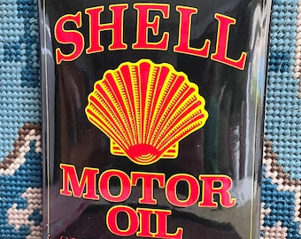Quality Small Vitreous Porcelain Enamel Shell Mex Motor Oil Sign Retro Antique Style Advertising Wall Sign