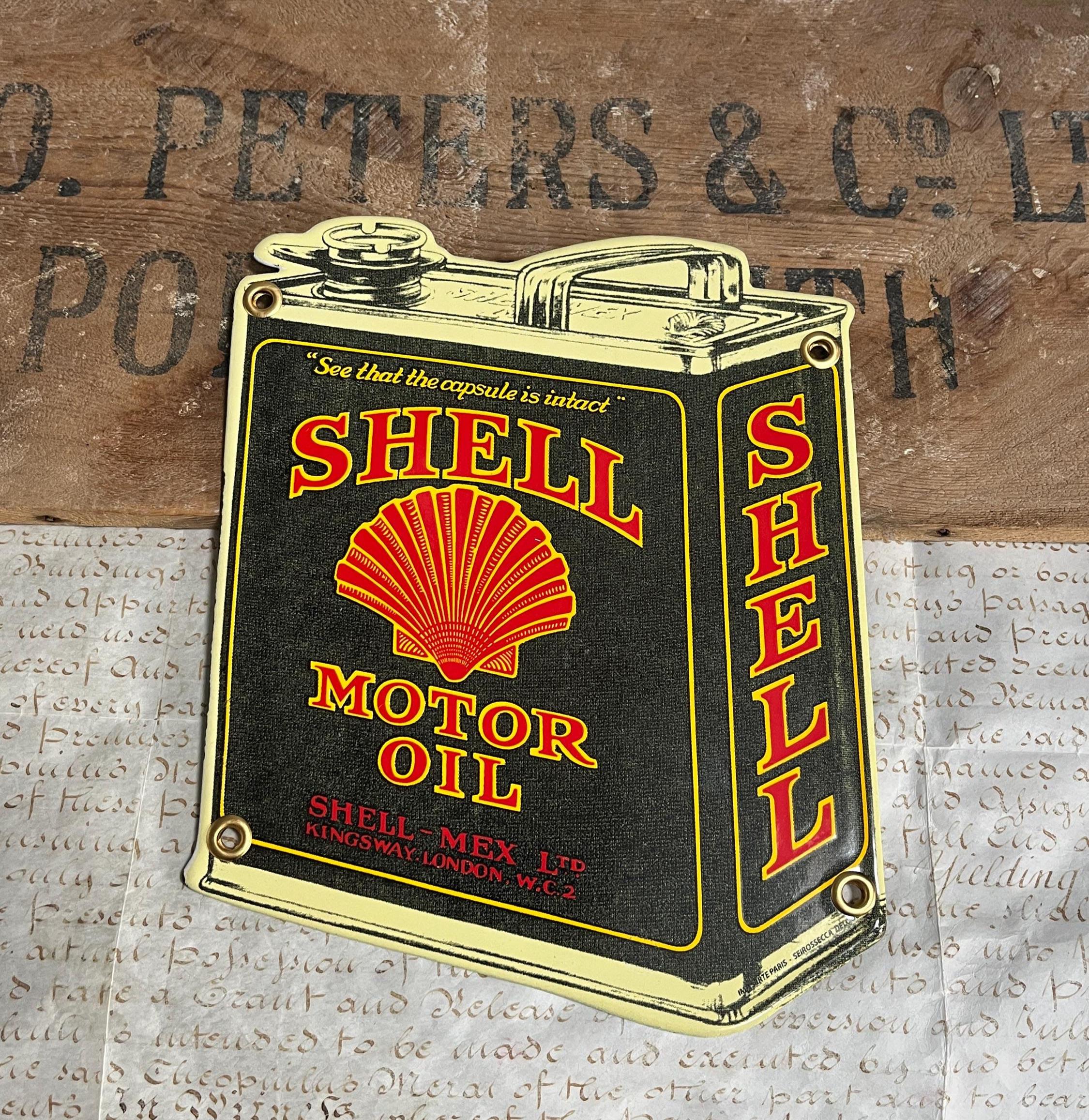 Quality Heavy Vitreous Porcelain Enamel Shell Mex Motor Oil Can