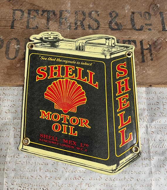 Quality Heavy Vitreous Porcelain Enamel Shell Mex Motor Oil Can