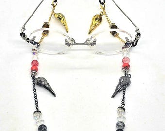 The Raven Queen Deluxe Black and Gold Eyeglass Chain