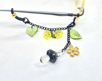 Black Shroomie Deluxe Black-Chain Eyeglass Charm Set, Set of 2