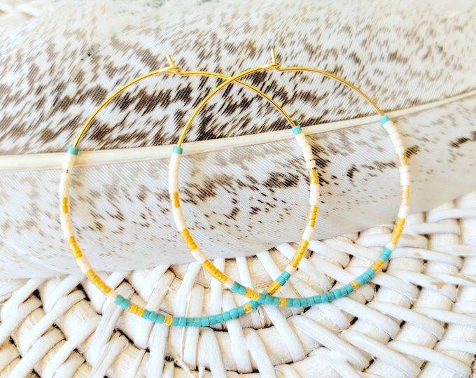 Seed bead earrings, boho earrings, western beaded earrings, beaded boho earrings, tribal beaded earrings, beaded hoops, large beaded hoops