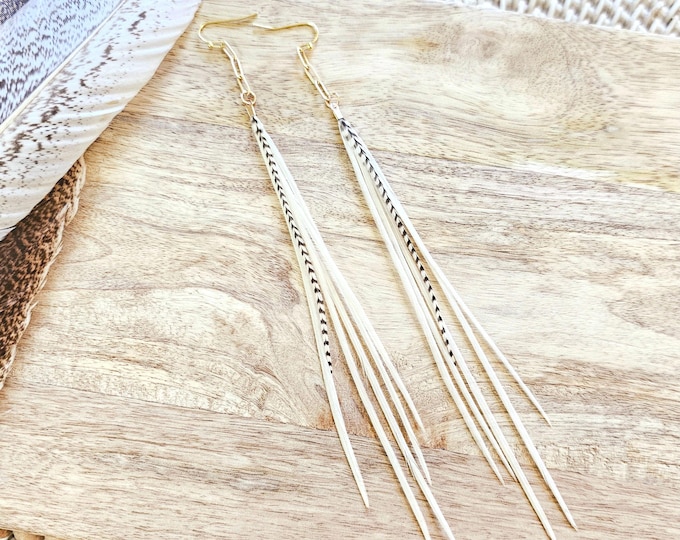 Feather Earrings, white feather earrings, bohemian earrings, boho wedding earrings, long feather earrings, western earrings, gifts for her