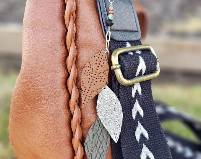 Boho Bag Charm: boho purse accessorie, leather purse charm, beaded bag charm, western bag charm, leather bag tassel, boho bag tassel