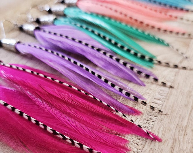 Colorful Feather Earrings, spring earrings, summer earrings, festival jewelry, concert jewelry, western earrings, neon jewelry, boho jewelry