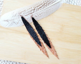 Leather Feather Earring/ metallic leather earring/ leopard print earring/ shimmer leather earring/ western leather earrings/ boho earrings