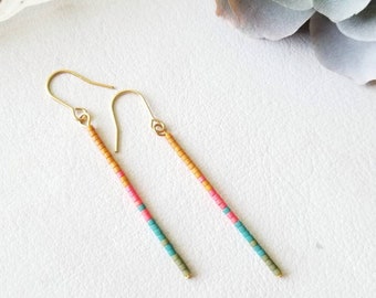 Seed bead earrings, boho earrings, western earrings, beaded boho earrings, minimalist earrings, gold beaded earrings, 14kt beaded earrings