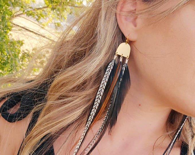 Black Feather Earrings, black boho earrings, black western earrings, real feather earrings, feather earrings, gypsy earrings, hippie earring