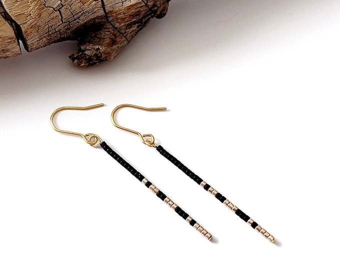 Seed bead earrings, boho earrings, western earrings, beaded boho earrings, minimalist earrings, gold beaded earrings, black beaded earrings