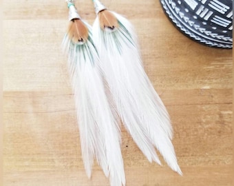 Feather earrings, boho earrings, western earrings, small feather earrings, boho wedding earrings, white feather earrings, gifts for teachers