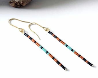 Seed bead earrings, boho earrings, western earrings, beaded boho earrings, minimalist earrings, red beaded earrings, black beaded earrings