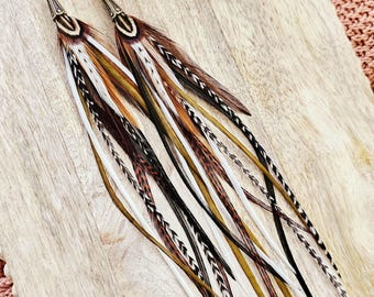 Long Feather Earrings, boho earrings, real feather earrings, hippie earrings, western earrings, woodland earrings, boho gifts for her, gypsy