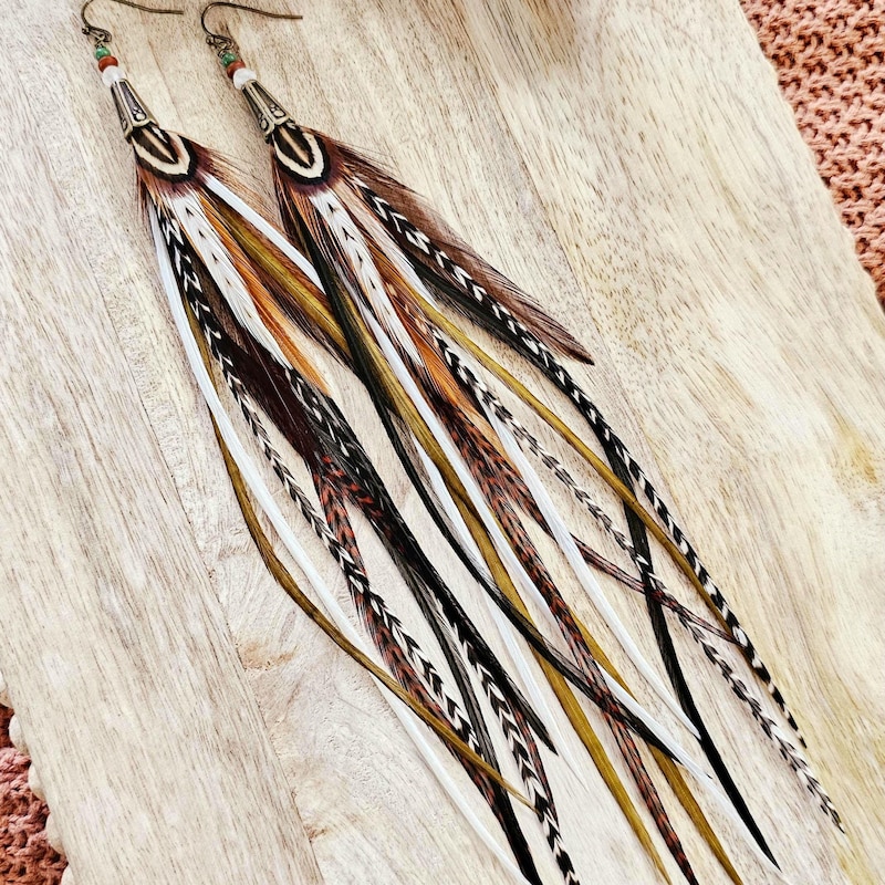 V-shaped Personality Long Feather Earrings