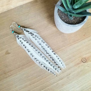 Long Feather Earrings/ boho earrings/ wedding earrings/ feather earrings/ feathers/ festival earrings/ statement earrings/ white feathers