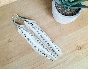 Long Feather Earrings/ boho earrings/ wedding earrings/ feather earrings/ feathers/ festival earrings/ statement earrings/ white feathers