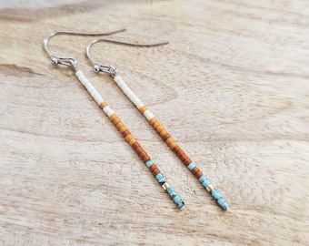 Seed bead earrings, boho earrings, western earrings, beaded boho earrings, turquoise earrings, small turquoise earring, small beaded earring