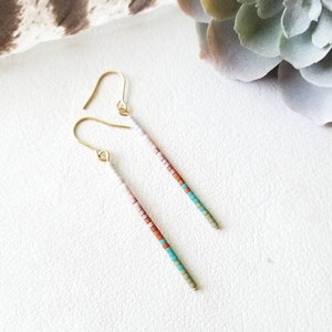 Seed bead earrings, boho earrings, western earrings, beaded boho earrings, minimalist earrings, gold beaded earrings