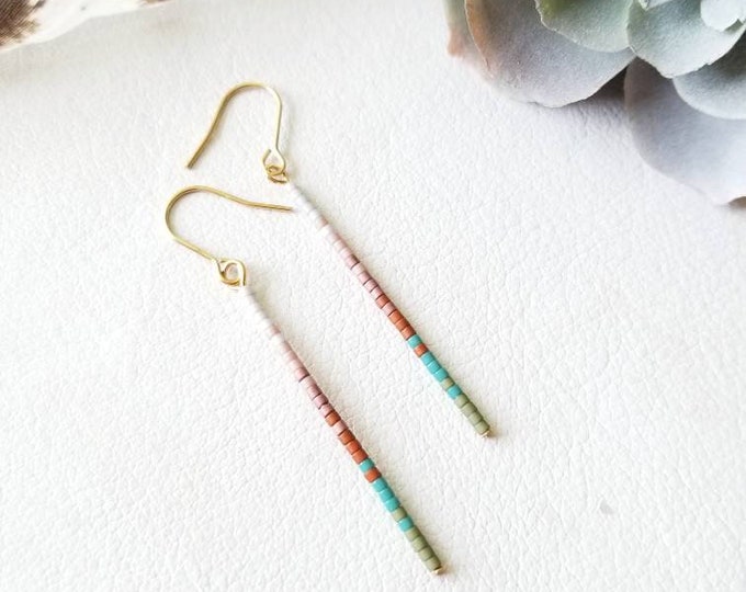 Seed bead earrings, boho earrings, western earrings, beaded boho earrings, minimalist earrings, gold beaded earrings