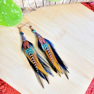 Feather Earrings/ black feather earrings/ boho feather earrings/ real feather earrings/ small feather earrings/ western jewelry/  boho gifts