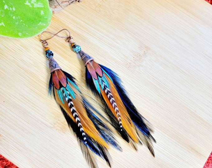 Feather Earrings, black feather earrings, boho feather earrings, real feather earrings, small feather earrings, western jewelry,  boho gifts