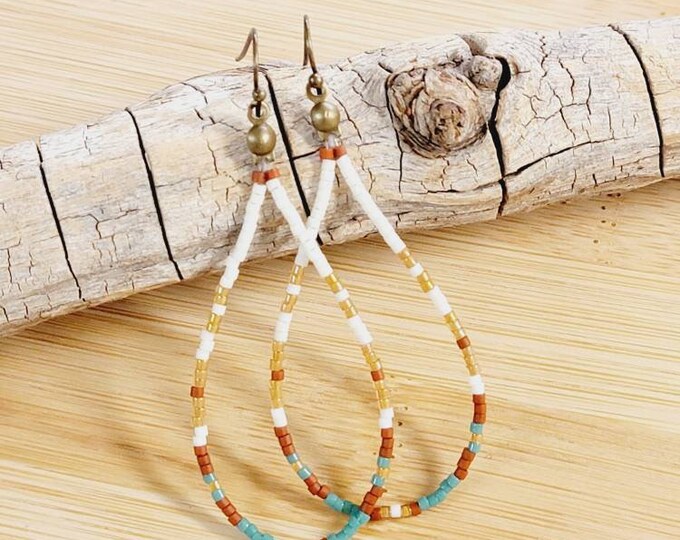 Seed Bead Teardrops, beaded earrings, boho earrings, western earring, beaded hoops, boho beaded earrings, gifts for her, seed bead earring
