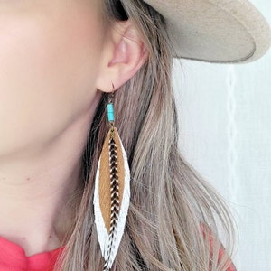 Bohemian Fringe Leather Earrings – Handmade Turquoise Tassel Dangle Earrings For Women