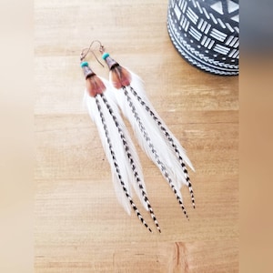 White feather earrings, boho earrings, feather earrings, wedding earrings, boho wedding, western earrings, gifts for her, anniversary gifts