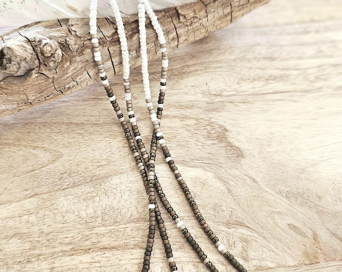 Tortoise Seed Bead Earrings: Long Seed Bead Earring, green beaded earring, camo beaded earring, dark green seed bead jewelry, boho jewelry