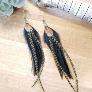 Feather earrings/ boho earrings/ western earrings/ statement earrings/ boho gifts/ black earrings/ autumn earrings/ black feathers earrings