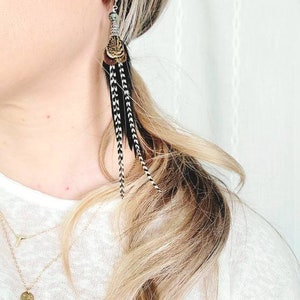 Feather Earrings/ black feather earrings/ boho feather earrings/ real feather earrings/ small feather earring/ black boho earring/boho gifts image 5